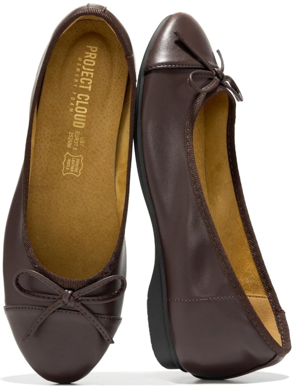 Women's Dark Chocolate Genuine Insole Ballet Lightweight Mary Jane Flat Shoes